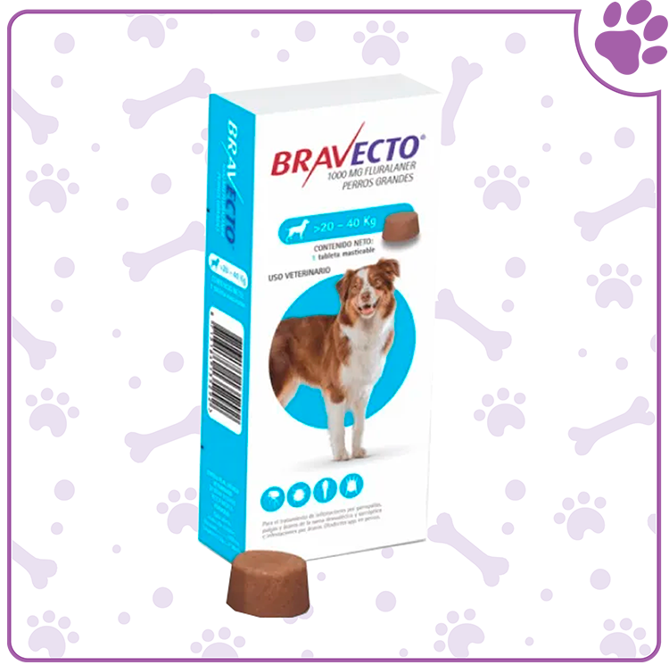 BRAVECTO Perros 20-40 kg. * 1 Tableta (Azul)