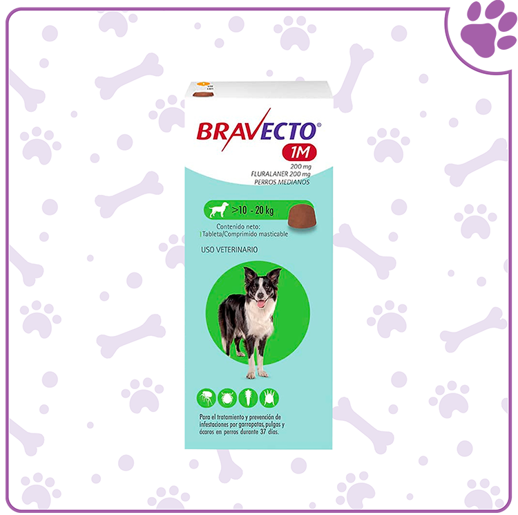 BRAVECTO Perros Medianos 1M 10-20 kg. (Verde)