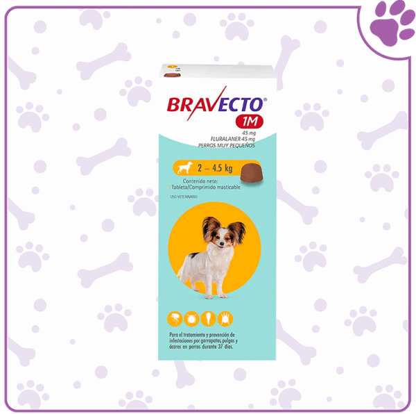 BRAVECTO Perros Muy Pequeños 1M 2-4.5 kg. (Amarillo)